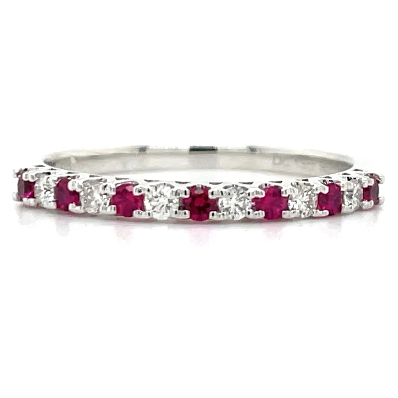 Tourmaline Gemstone Rings in a Multicolor Array18ct White Gold Earth Grown Ruby & Diamond Band