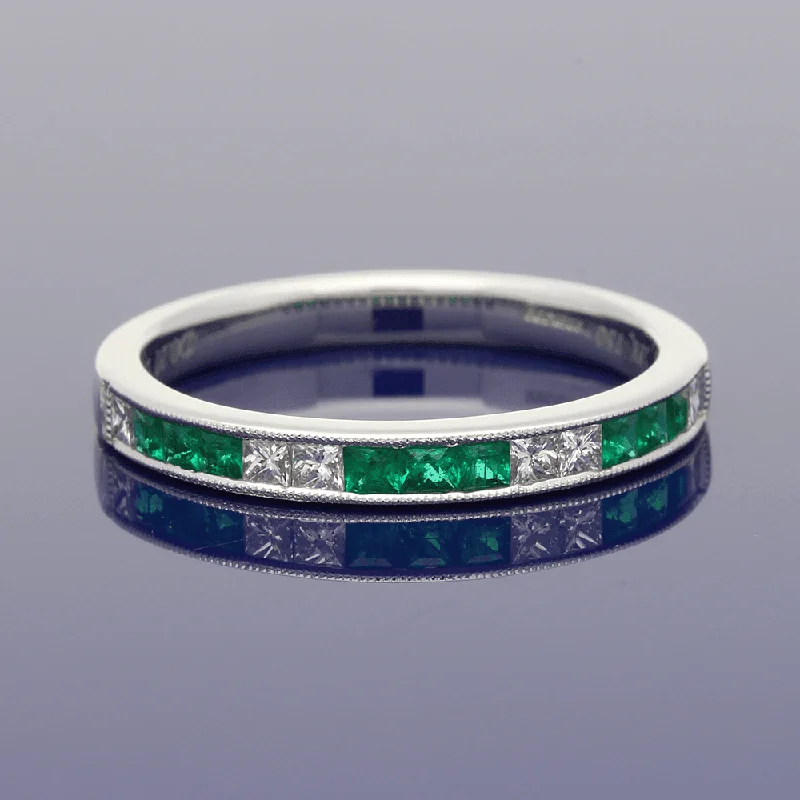 Opal Gemstone Rings with a Rainbow - Hued Play of Color18ct White Gold Emerald & Diamond Half Eternity Ring