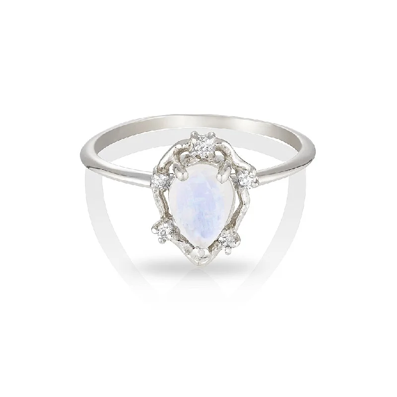 Opal Gemstone Rings with a Rainbow - Hued Play of ColorPeone | moonstone & diamonds