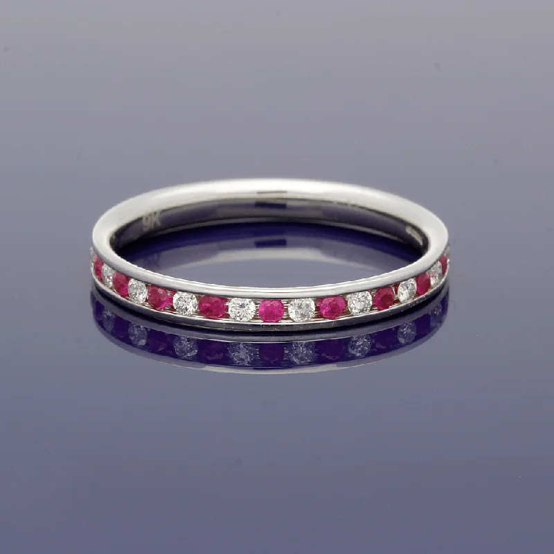 Aquamarine Gemstone Rings with a Nautical - Themed Setting9ct White Gold Ruby & Diamond Eternity Ring