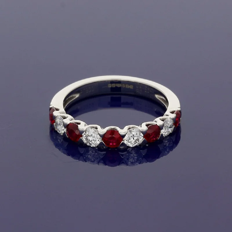 Malachite Gemstone Rings with a Marble - like PatternPlatinum Ruby and Diamond Half Eternity Ring