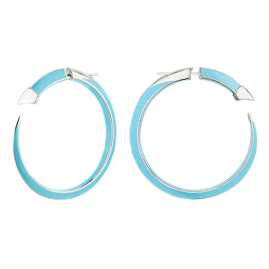 Titanium Wedding Bands with Inlaid Mother - of - Pearl StripesShaun Leane Sabre Solis Sterling Silver Lagoon Ceramic Large Hoop Earrings