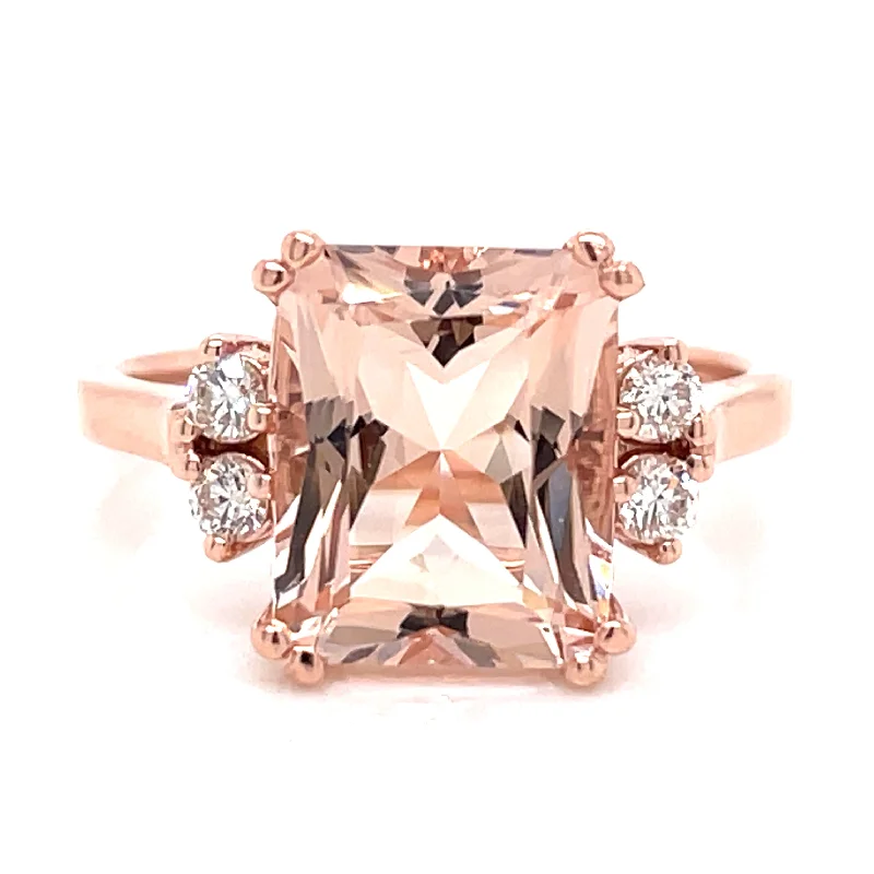 Tourmaline Gemstone Rings in a Multicolor Array9ct Rose Gold 3.10ct Earth Grown Morganite with Side Diamond Setting