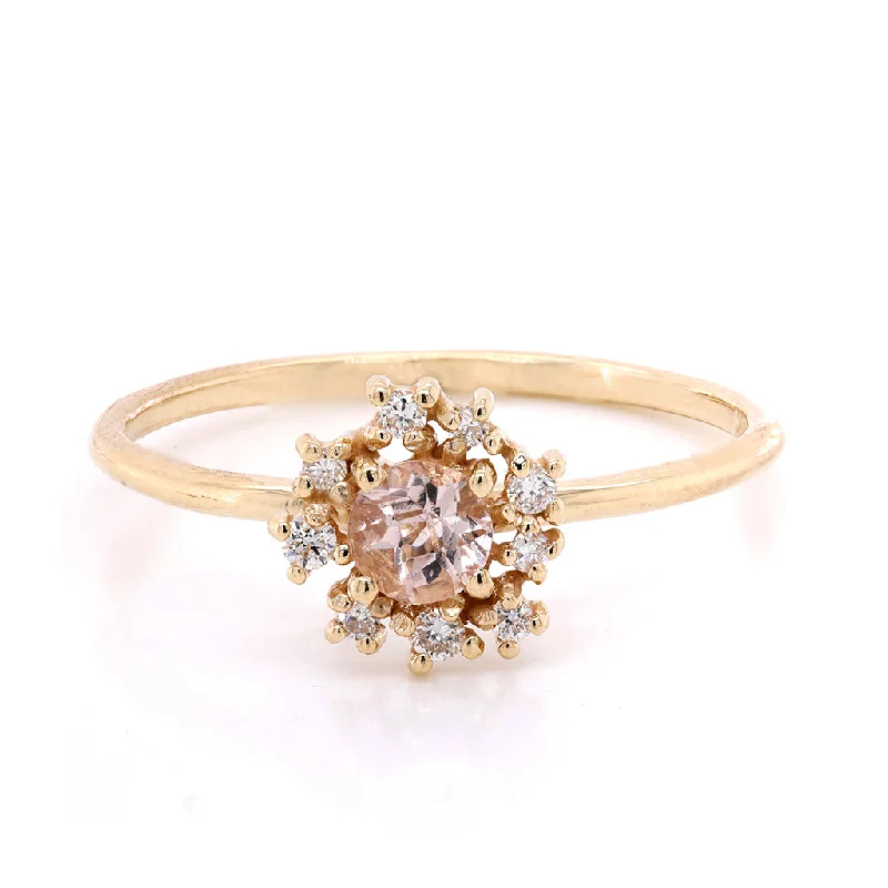 Agate Gemstone Rings with a Banded and Textured DesignFlorence II | morganite & diamonds