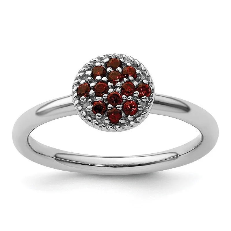 Jade Gemstone Rings with Intricate CarvingsCurata 925 Sterling Silver Polished Prong set Stackable Expressions Garnet Rhodium Ring