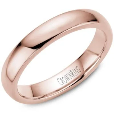 Emerald - Embellished Wedding Bands for a Pop of ColorRose Gold Comfort Fit, High Polish, Domed 4.0mm Wide.Wedding Band. Stock Size: 5 (Alternate sizes available)