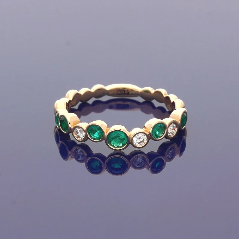 Jade Gemstone Rings with Intricate Carvings18ct Rose Gold Emerald & Diamond Bubble Half Eternity Ring