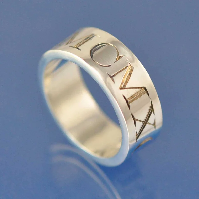 Custom - Engraved Wedding Bands with Personalized MessagesRoman Numeral Ring