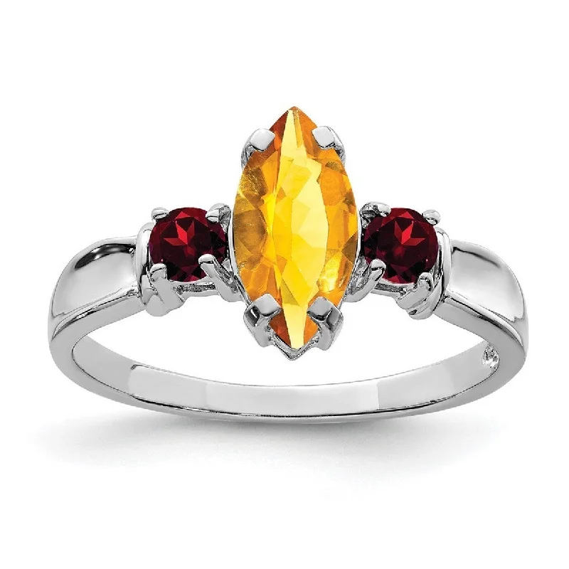 Jade Gemstone Rings with Intricate CarvingsCurata 925 Sterling Silver Polished Open back Citrine and Garnet Ring