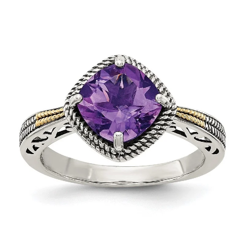 Moonstone Gemstone Rings with a Mysterious SheenCurata 925 Sterling Silver Polished Prong set With 14k Amethyst Ring