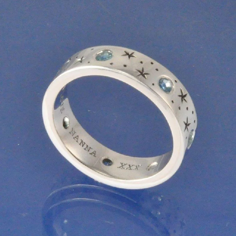 Vintage - Inspired Wedding Bands with Filigree ScrollworkCremation Ashes Ring - Stars & Birthstone