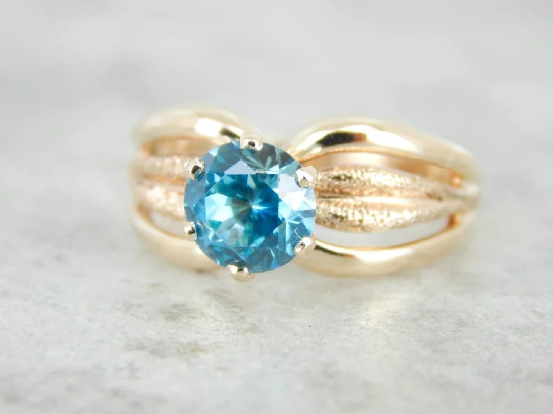 Aquamarine Gemstone Rings with a Nautical - Themed SettingBlue Zircon Gold Solitaire Ring