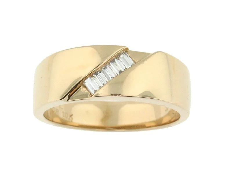 Emerald - Embellished Wedding Bands for a Pop of ColorYellow Gold Diamond Mens Band.