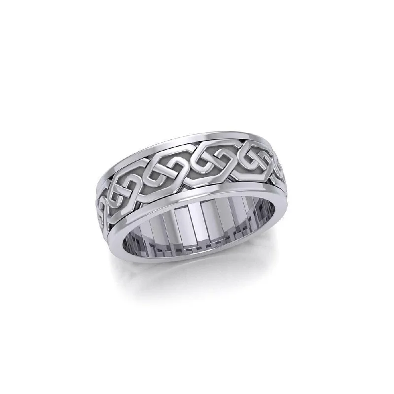 Custom - Engraved Wedding Bands with Personalized MessagesA showcase of Celtic beauty ~ Sterling Silver Celtic Knotwork Spinner Ring TRI771