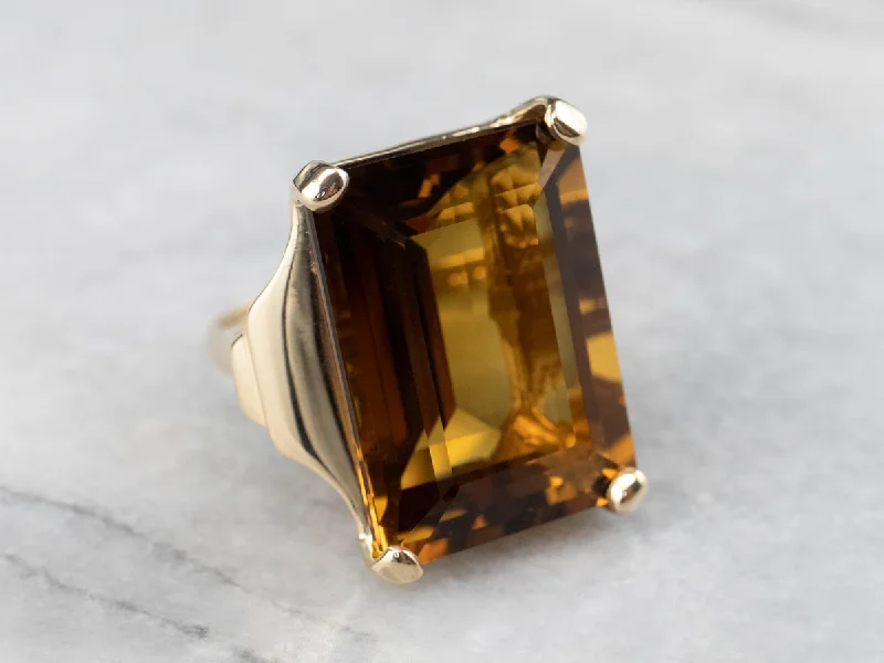 Citrine Gemstone Rings in a Modern Minimalist StyleSmoky Quartz Gold Cocktail Ring