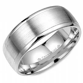 Tungsten Carbide Wedding Bands with Matte Black FinishesWhite Gold Comfort Fit, Brushed Wedding Ring