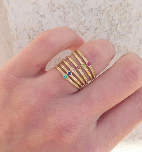 Agate Gemstone Rings with a Banded and Textured DesignAny Birthstone Ring - Stacking Ring - Simple Ring