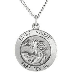 Sterling Silver 25 mm St. Michael Medal Necklace