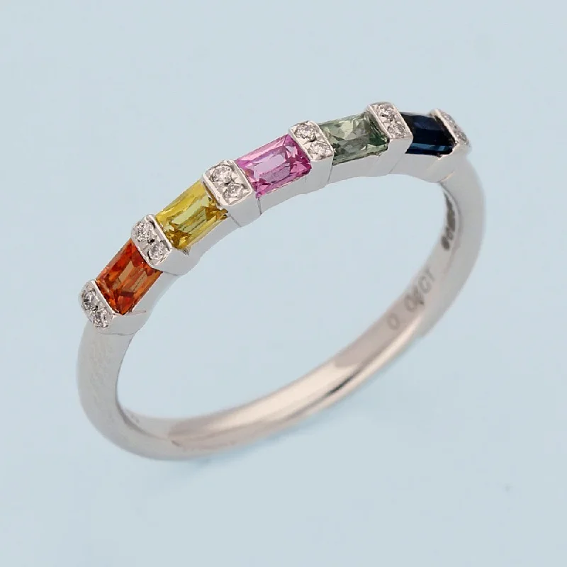 Alexandrite Gemstone Rings with a Chameleon - like Color ChangePlatinum Rainbow Sapphire & Diamond Half Eternity Ring