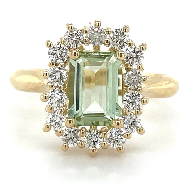 Sapphire Gemstone Rings in a Victorian - Inspired Design9ct Yellow Gold Earth Grown Mint Green Tourmaline & Diamond Cluster Ring