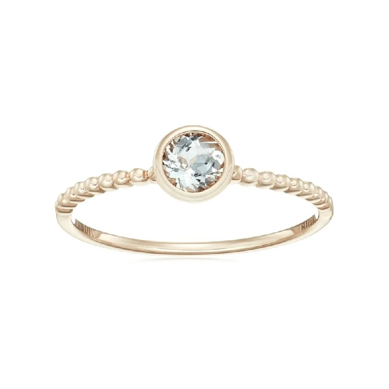 Citrine Gemstone Rings in a Modern Minimalist Style10k Rose Gold White Topaz Solitaire Ring