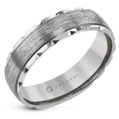 Thin - Band Wedding Bands for a Delicate and Subtle LookWhite Gold Textured Mens Band.