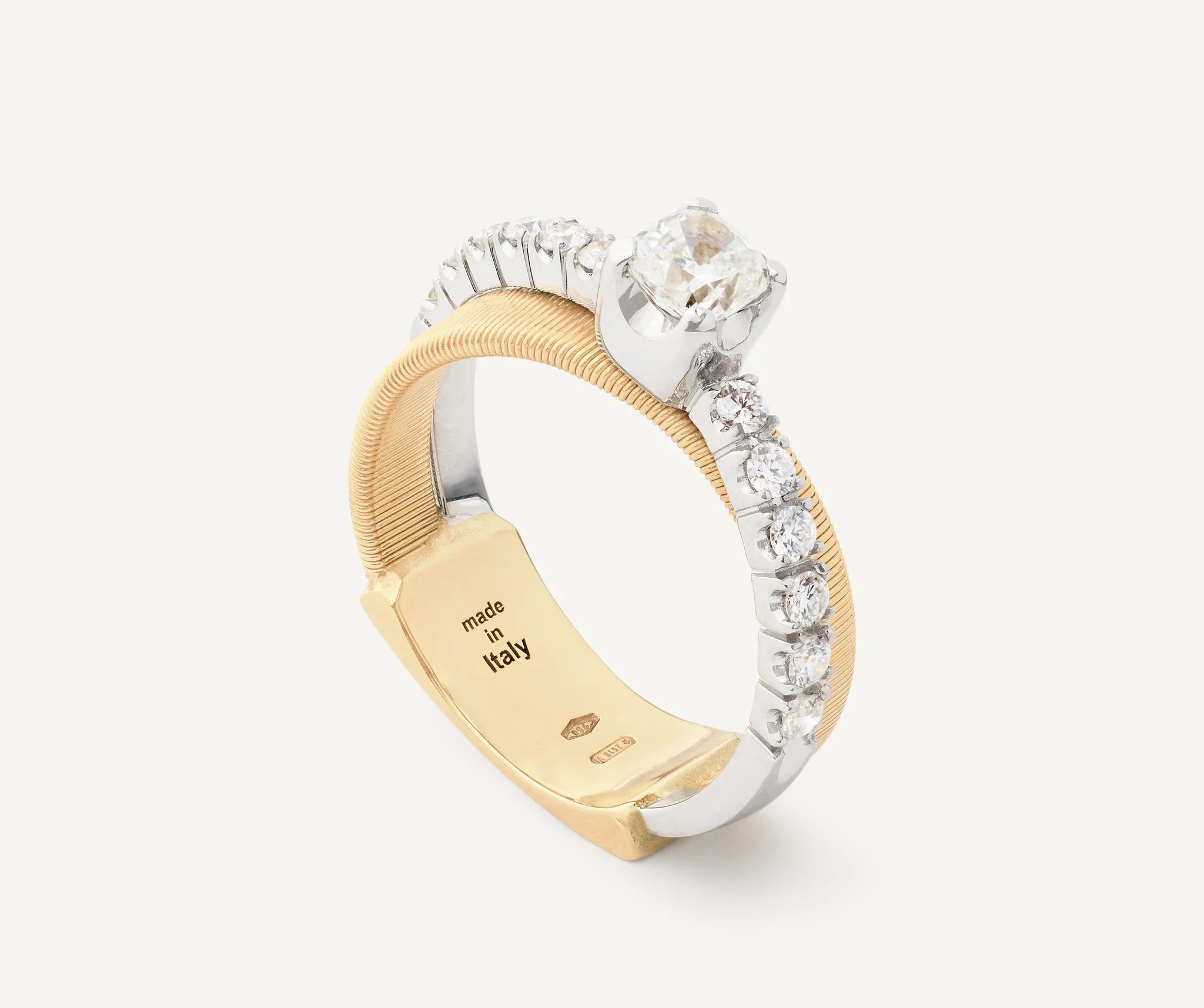 Wedding Bands with Hidden Diamond Halo Under the SettingMarco Bicego Masai 18ct Yellow Gold Double-Band Coil 0.82ct Diamond Ring