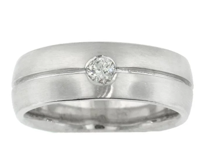 Wedding Bands with Symbolic Infinity Sign CarvingsWhite Gold Diamond Band.