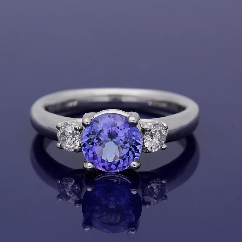 Lapis Lazuli Gemstone Rings with Gold - Leaf InclusionsPlatinum Tanzanite and Diamond Ring