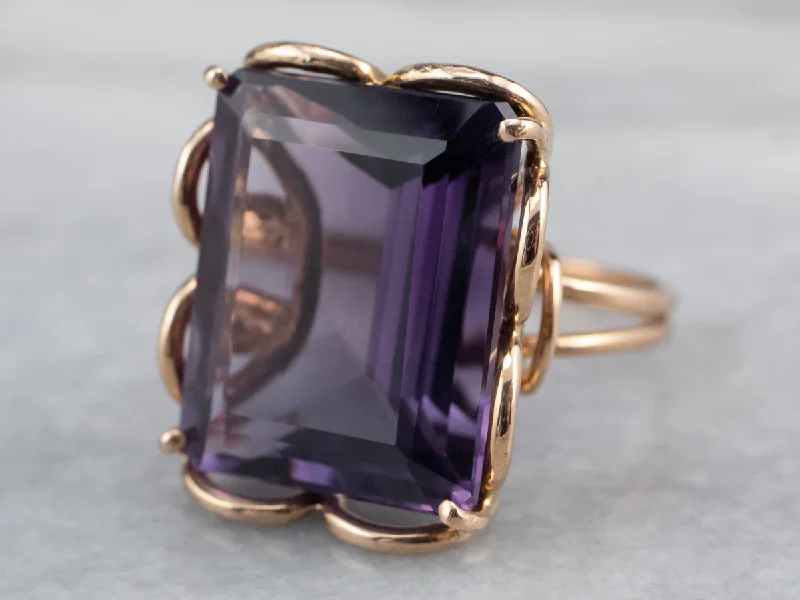 Sapphire Gemstone Rings in a Victorian - Inspired DesignRose Gold Amethyst Statement Ring