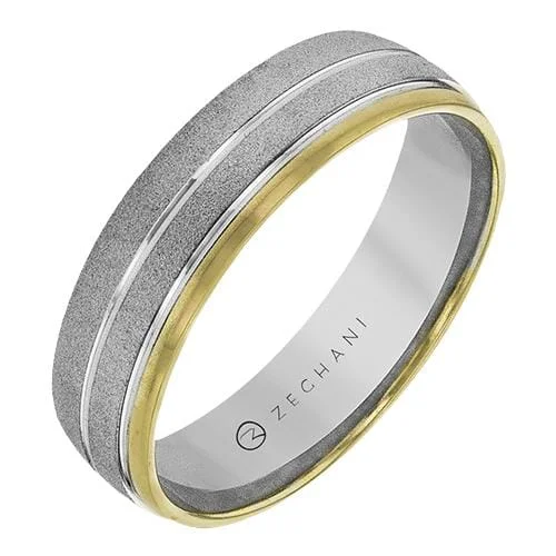 Cobalt Chrome Wedding Bands with High - Polish ShinesWhite Gold Brushed Mens Band.