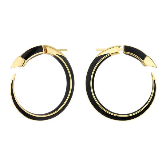 Braided Metal Wedding Bands in a Contemporary StyleShaun Leane Sabre Solis 18ct Yellow Gold Vermeil Sterling Silver Jet Ceramic Hoop Earrings