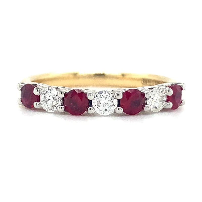 Citrine Gemstone Rings in a Modern Minimalist Style18ct Yellow Gold Earth Grown Ruby and Diamond Seven Stone Band