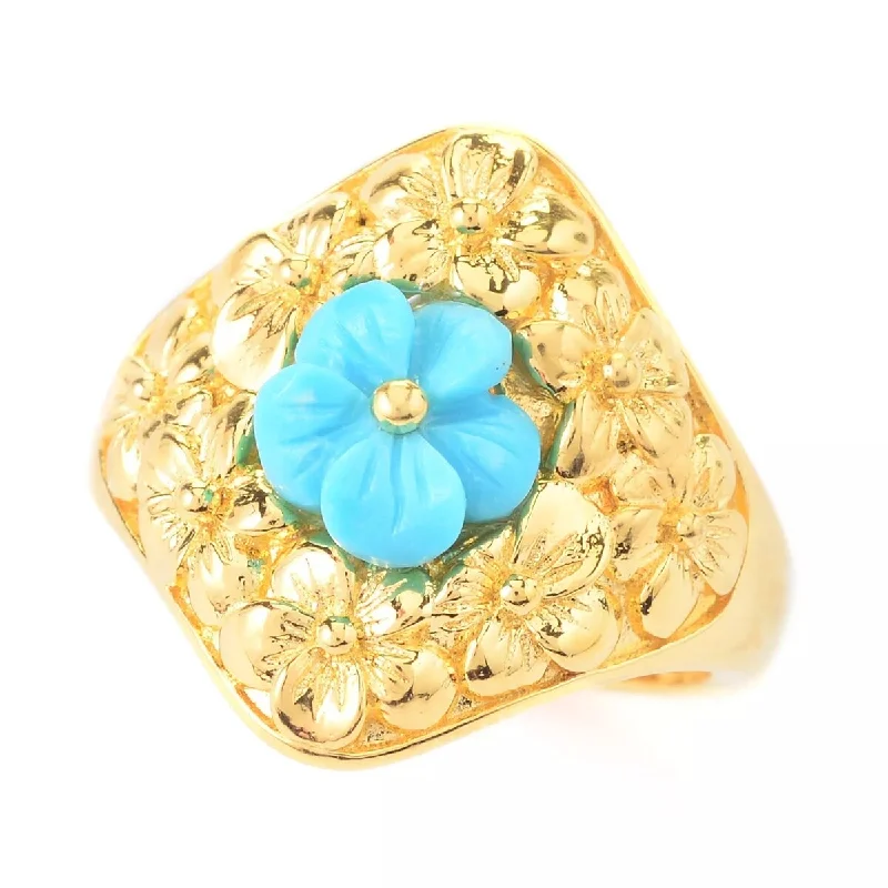 Tourmaline Gemstone Rings in a Multicolor Array925 Sterling Silver Over Gold Plated Sleeping Beauty Turquoise Gemstone Flower Ring