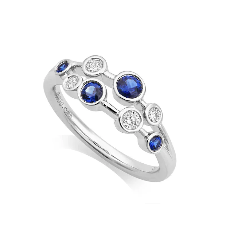 Garnet Gemstone Rings with a Vintage - Style Bezel SettingPlatinum Blue Sapphire and Diamond Bubble Ring