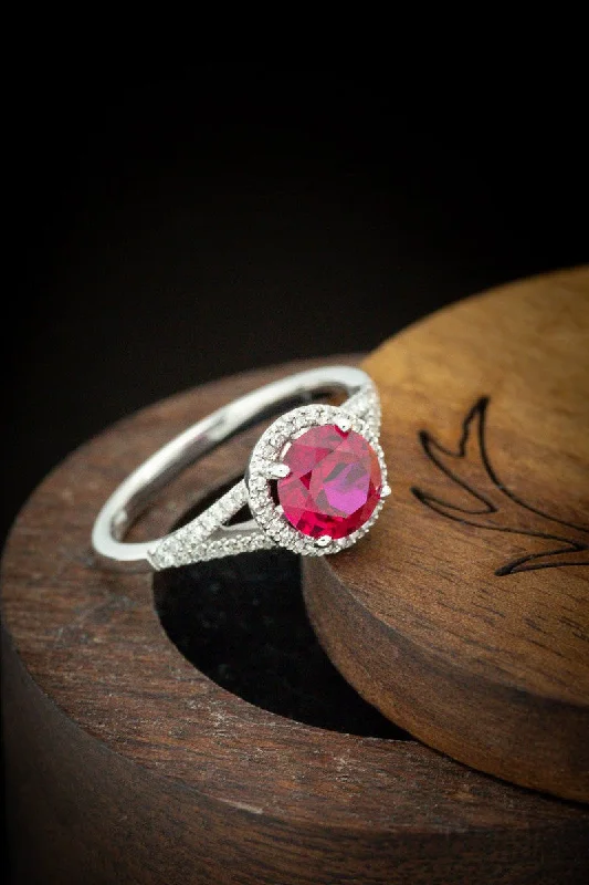 "AURA" - BIRTHSTONE RING WITH A LAB-GROWN RUBY CENTER STONE & DIAMOND ACCENTS