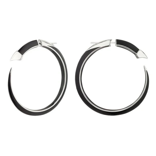 Custom - Engraved Wedding Bands with Personalized MessagesShaun Leane Sabre Solis Sterling Silver Jet Ceramic Large Hoop Earrings