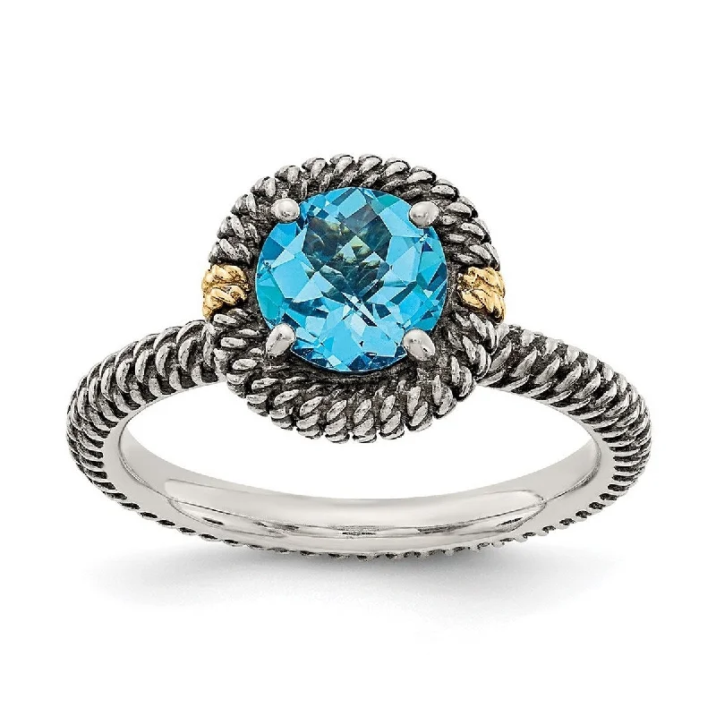 Moonstone Gemstone Rings with a Mysterious SheenCurata 925 Sterling Silver With 14k Round Blue Topaz Ring