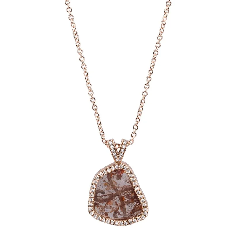 Brown Raw Diamond Halo Pendant P214