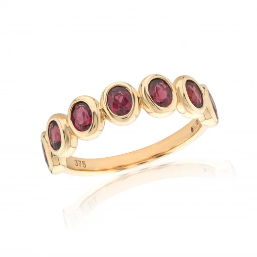 Morganite Gemstone Rings with Rose Gold Accents9ct Yellow Gold Rhodolite Garnet Ring