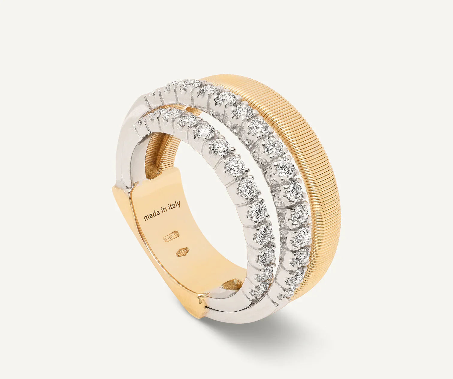 Vintage - Inspired Wedding Bands with Filigree ScrollworkMarco Bicego Masai 18ct Yellow Gold 4-Strand Coil 0.70ct Diamond Ring