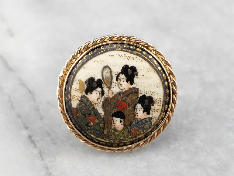 Sapphire Gemstone Rings in a Victorian - Inspired DesignJapanese Geisha Painted Porcelain Ring