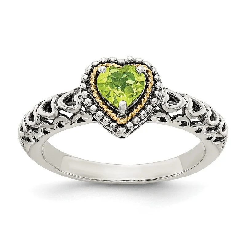 Opal Gemstone Rings with a Rainbow - Hued Play of ColorCurata 925 Sterling Silver Polished Prong set With 14k Peridot Ring