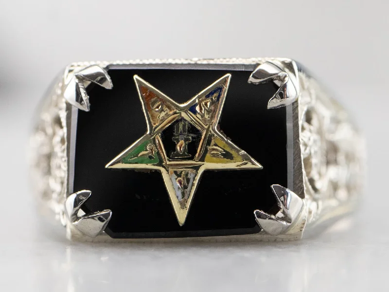 Jade Gemstone Rings with Intricate CarvingsOnyx 1920s Enamel Eastern Star Ring