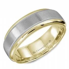 Vintage - Inspired Wedding Bands with Filigree ScrollworkWhite Gold Wedding Band Comfort Fit, Brushed, Bevelled Edge