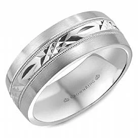 Two - Tone Wedding Bands Combining Yellow Gold and PalladiumWhite Gold Wedding Band Textured, Diamond Cut