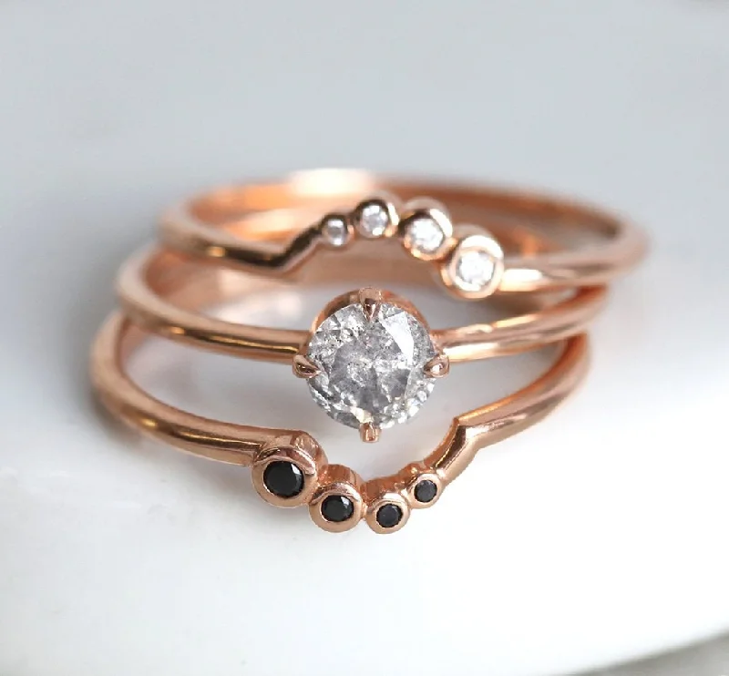 Matching Set Wedding Bands with Interlocking DesignsDanielle Galaxy Engagement Ring Set