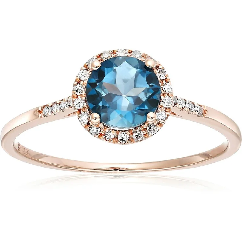 Ruby Gemstone Rings with Intricate Gold Filigree Settings10k Rose Gold London Blue Topaz and Diamond Classic Princess Di Halo Engagement Ring, Size 7