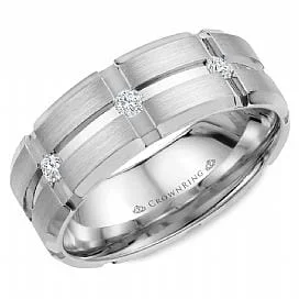 Rustic - Style Wedding Bands Made from Recycled MetalsWhite Gold Diamond Wedding Band 0.15 Ct Total Diamond Weight