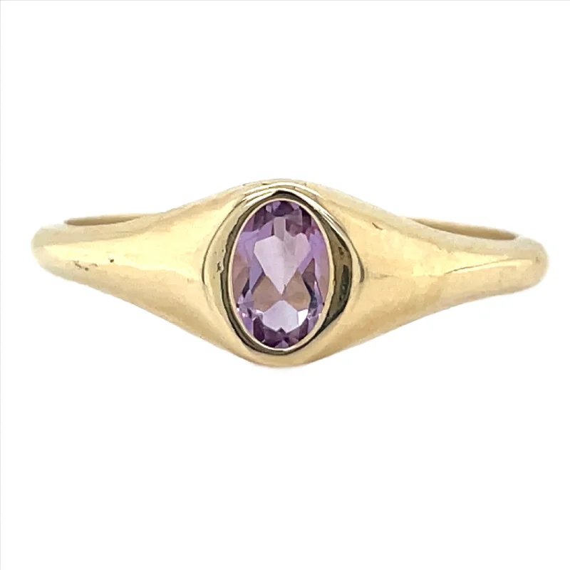 Jade Gemstone Rings with Intricate Carvings9ct Yellow Gold Rubover Earth Grown Purple Amethyst Ring